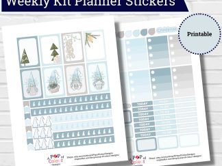 Blue Christmas Gnomes Weekly Planner Sticker Kit