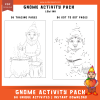 Gnome Activity Sheet Pack of 60, Printable Gnome Activity Pages, Gnome Dot to Dot, Gnome Tracing Pages, Printable Kids, Kids Activity Pages