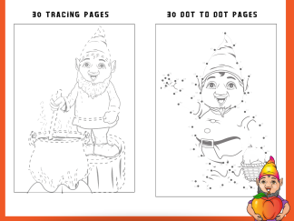 Gnome Activity Sheet Pack of 60, Printable Gnome Activity Pages, Gnome Dot to Dot, Gnome Tracing Pages, Printable Kids, Kids Activity Pages