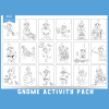 Gnome Activity Sheet Pack of 60, Printable Gnome Activity Pages, Gnome Dot to Dot, Gnome Tracing Pages, Printable Kids, Kids Activity Pages - Image 5