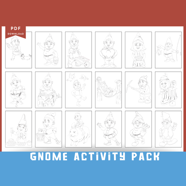 Gnome Activity Sheet Pack of 60, Printable Gnome Activity Pages, Gnome Dot to Dot, Gnome Tracing Pages, Printable Kids, Kids Activity Pages - Image 6