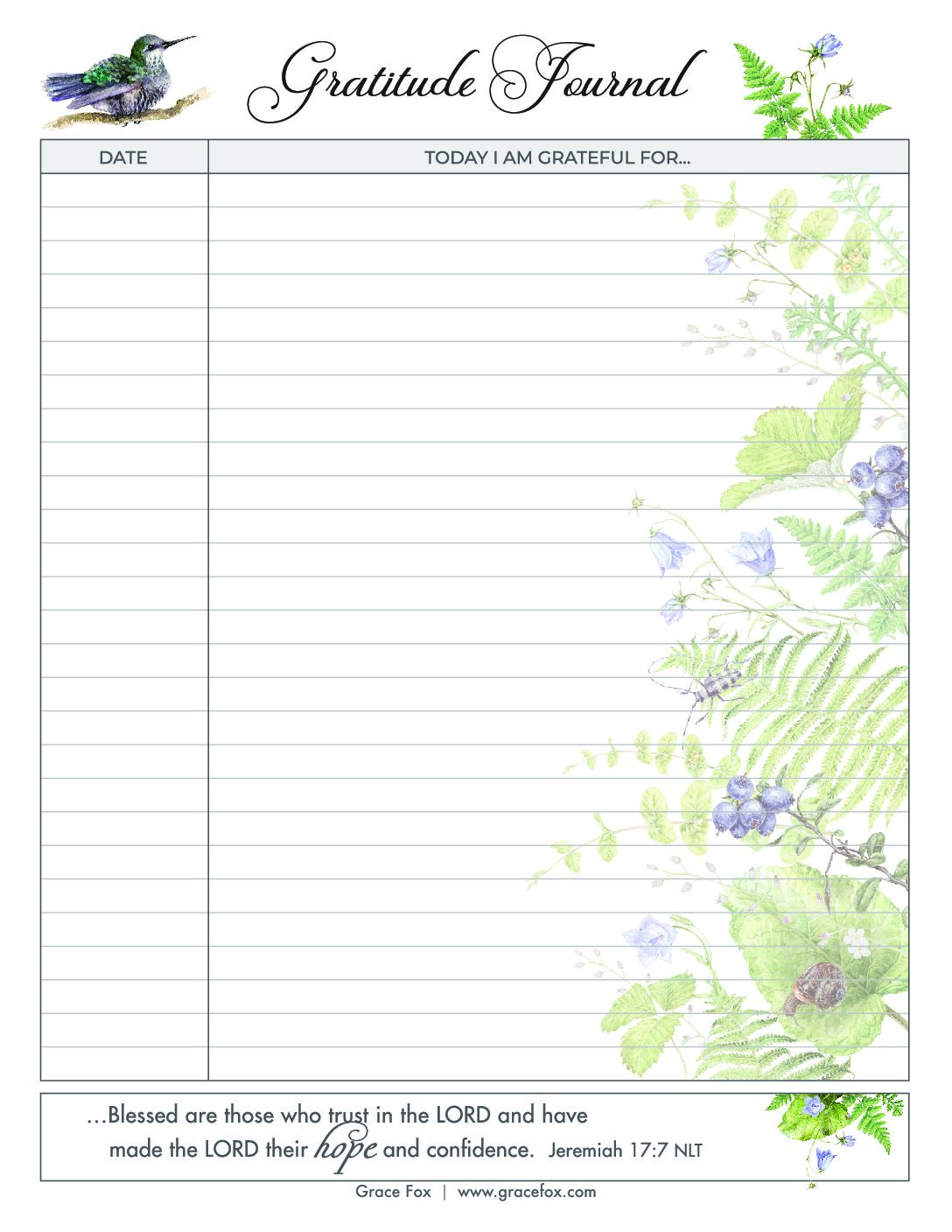 Gratitude Journal Printable
