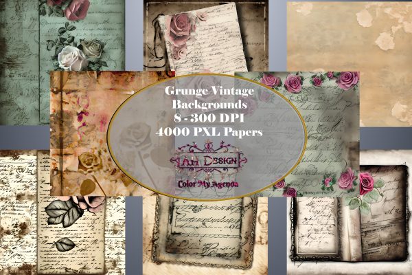 Grunge Vintage Ephemera Art Papers