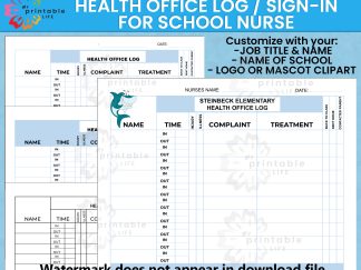 HEALTH OFFICE LOG, School Nurse Sign-in Sheet