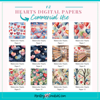 Hearts Digital Paper - PNG Quality Images