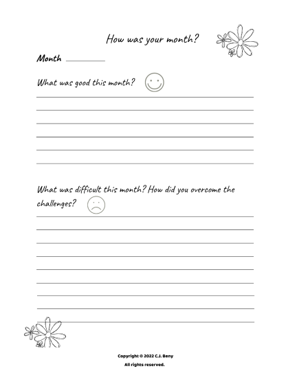 Monthly self assessments fo teens