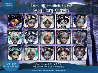 PRINTABLE AFFIRMATION Cards | Positive Notes | Notes for Tweens Kids+ | Affirmation Cards - Baby Fairy Cherubs Black Girls 30 Notes Pdf POC