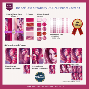 IF - Self-Love Strawberry - Digital Planner Cover Kit Bundle - Etsy Listing - CUR_D_PPR_20221228_00034