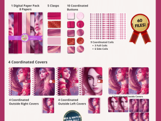 IF - Self-Love Strawberry - Digital Planner Cover Kit Bundle - Etsy Listing - CUR_D_PPR_20221228_00034