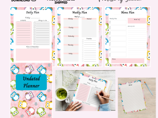 Adorable Owl Undated Planner | Daily, Weekly, Monthly | Menu Plan | Notes