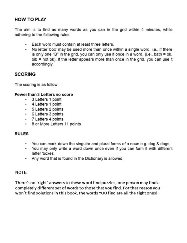 Word Find Instructions