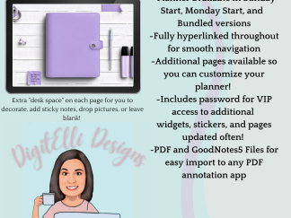 Bella Vita Digital Planner Very Peri Purple- Available in Sunday/Monday Start, Dated/Undated Options, INSTANT DOWNLOAD for use in GoodNotes 5, Zinnia, ZoomNotes