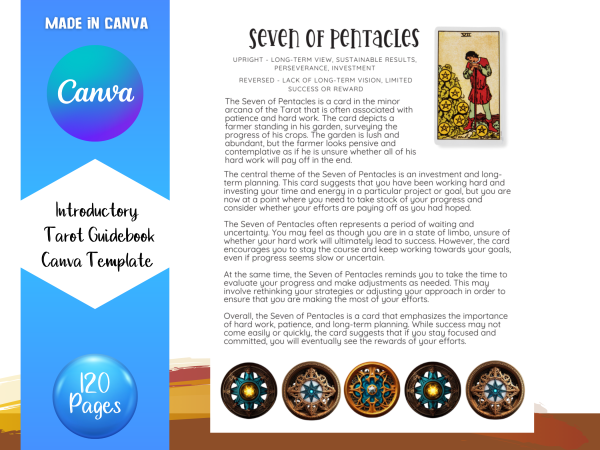 Tarot Guidebook, Canva Template, Canva Template, PLR, Card, Tarot CARD Guide, 120 Page Guidebook, US Letter, Tarot Template, Commercial Use - Image 7