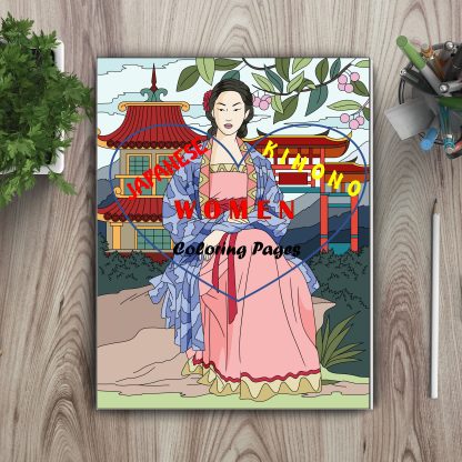 JAPANESE KIMONO WOMEN Coloring Pages...PRINTABLES! Digital Download.