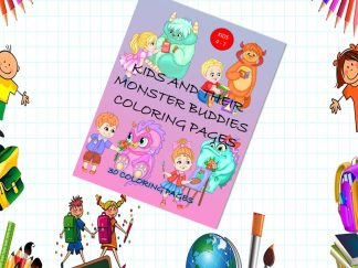 KIDS & Their MONSTER Buddies Coloring Pages! PRINTABLES...Digital..
