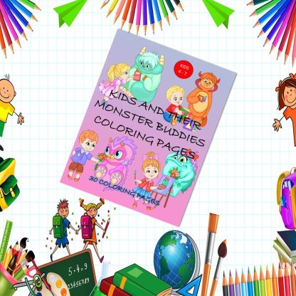 KIDS & Their MONSTER Buddies Coloring Pages! PRINTABLES...Digital..