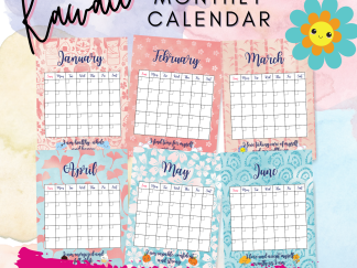 Kawaii Monthly Calendar Sheets