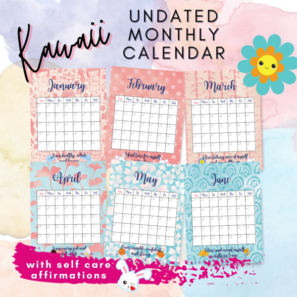 Kawaii Monthly Calendar Sheets