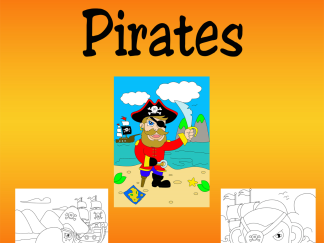 Children's Colouring book Pirates printable digital download for kids colouring pages