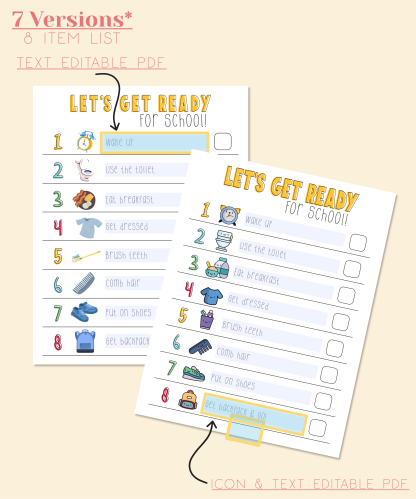 School Routine Chart Printable Checklist For Kids, Morning Routine Printable Tasks, Kids Responsibility Chart, Digital Download PDF - Image 3
