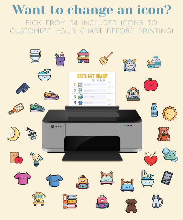 School Routine Chart Printable Checklist For Kids, Morning Routine Printable Tasks, Kids Responsibility Chart, Digital Download PDF - Image 4