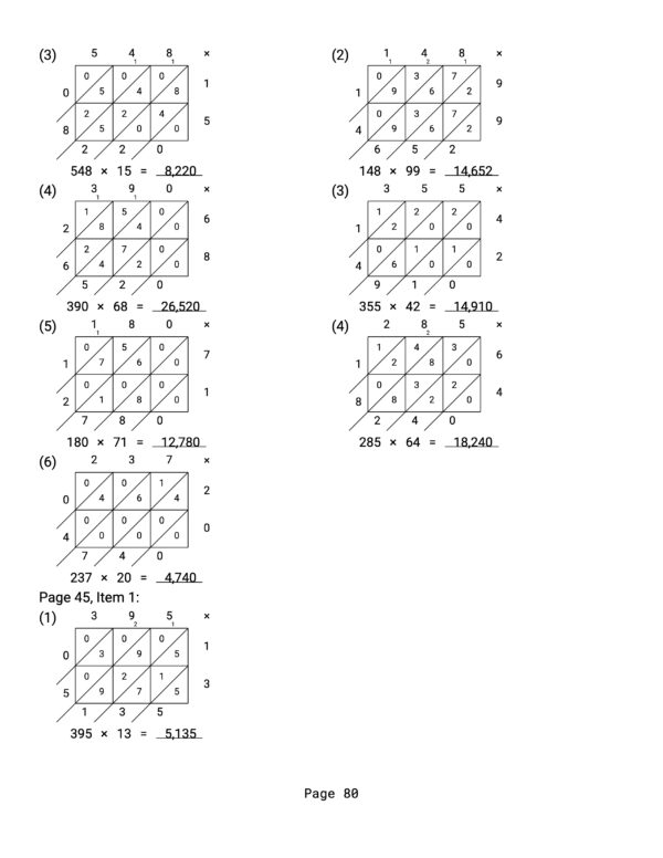 400 2x1 Digit Lattice Multiplication Worksheets With Answer Key - Image 4
