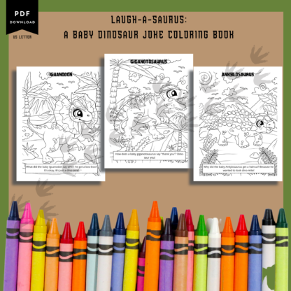 Baby Dinosaur Coloring Joke Book, Dino Coloring Book, Coloring Bundle, Dinosaur Coloring Pages for Kids, Printable Coloring Pages, Baby Dino - Image 3