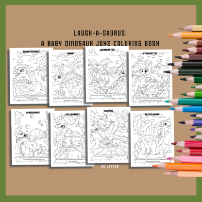 Baby Dinosaur Coloring Joke Book, Dino Coloring Book, Coloring Bundle, Dinosaur Coloring Pages for Kids, Printable Coloring Pages, Baby Dino - Image 5