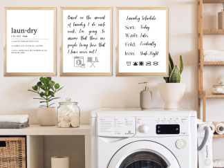 Laundry Room Funny Digital Prints, Wall Art Printables, Set of 3, Never Ending Chore, Funny Sayings, Funny Definition