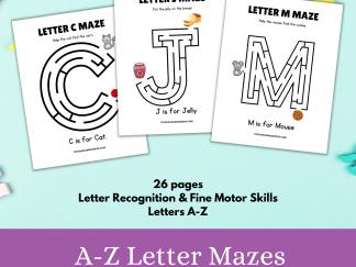 Letter Mazes A-Z - Preschool Printable Activity