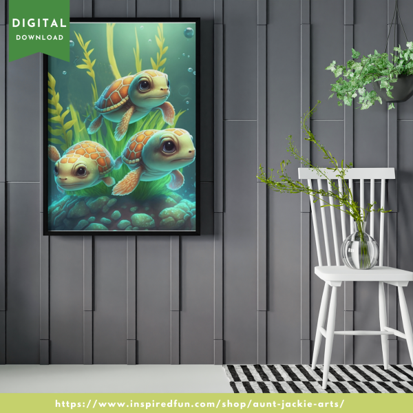 WALL ART Print, Gallery Wall Print, and Instant Download Print - Turtle Trio - pdf, jpg - 5 Aspect Ratios / Sizes - 3 Unannounced Bonuses - Image 8