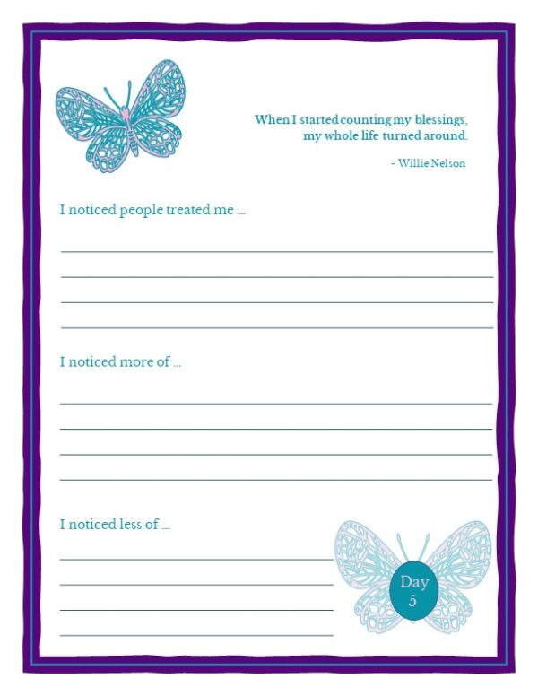 21 Days of Gratitude Journal (Pink, Purple, Turquoise Butterfly Edition) - Image 5