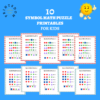 10 Printable Math Worksheets, Symbol Math Puzzles, Counting Worksheets, Calculation Workbook for Kids, Kids Activity Sheets