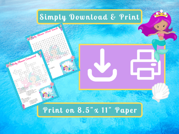 14 Pretty Mermaid Baby Shower Game Bundle with Bonuses - Image 2