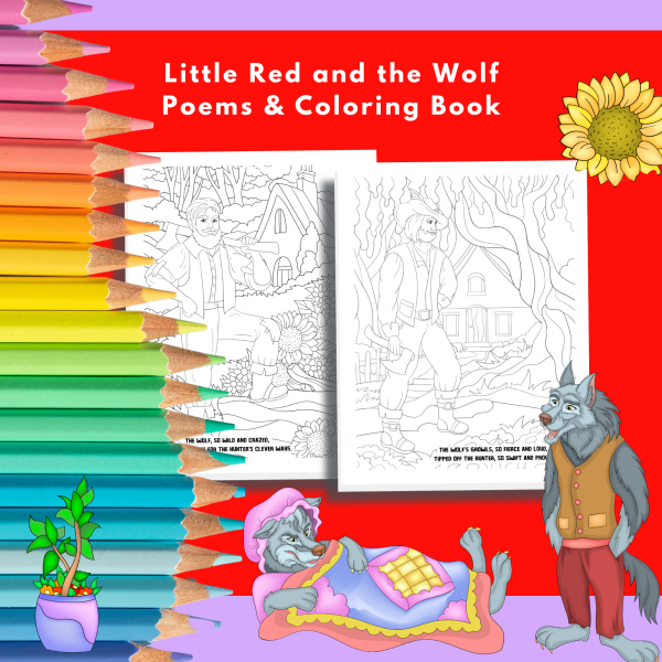 Little Red, Big Bad Wolf, Poems, Coloring Book , Classic Stories Coloring Book, Riding Hood Coloring, Coloring Bundle, for Teens, 30 Pages - Image 8
