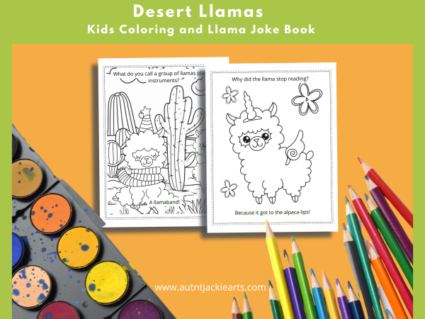 Llama Coloring, Coloring Page Bundle, Llama Coloring Pages for Kids, 30 Pages, Kids Joke Book, US Letter, Desert Llamas,Alpaca in the Desert - Image 5