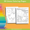 Llama Coloring, Coloring Page Bundle, Llama Coloring Pages for Kids, 30 Pages, Kids Joke Book, US Letter, Desert Llamas,Alpaca in the Desert - Image 6