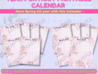 2023 Beautiful Spring All Year Portrait Printable Calendar