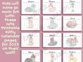 2023 Fun & Cute Kitty Calendar Pages Printable