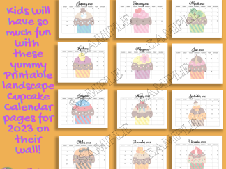 2023 Yummy Cupcake Calendar Printable