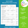 DAYCARE REGISTRATION FORM Fillable Business Name Printable Child Care Paperwork