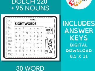 example of sight words word search puzzle