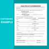 Child Pick-up Authorization Form, Daycare or Child Care, Printable, Childcare Template, Instant Download, Digital File, Editable Name Field - Image 3