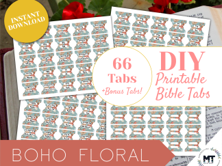 boho floral bible tabs printable