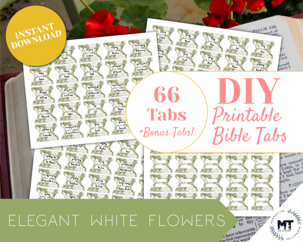 white floral bible tabs printable