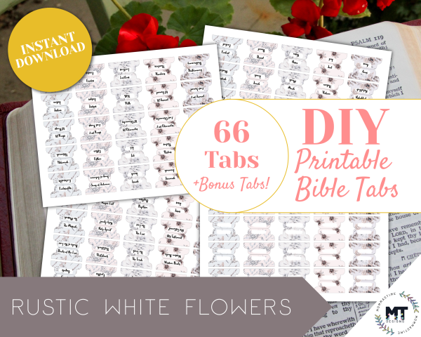 white floral printable bible tabs