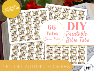 yellow floral printable bible tabs