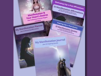 Manifestation Bundle—PLR Info Workbook, Journal, Planner, Clip-n-Post Quotes, Clip-n-Post Affirmations