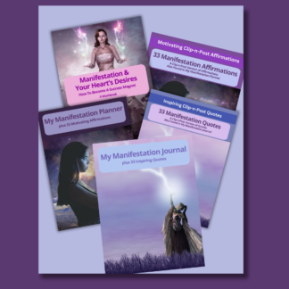 Manifestation Bundle—PLR Info Workbook, Journal, Planner, Clip-n-Post Quotes, Clip-n-Post Affirmations