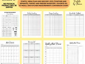 Weekly & Monthly Meal Plan, Grocery List, Kitchen Conversion Chart & More